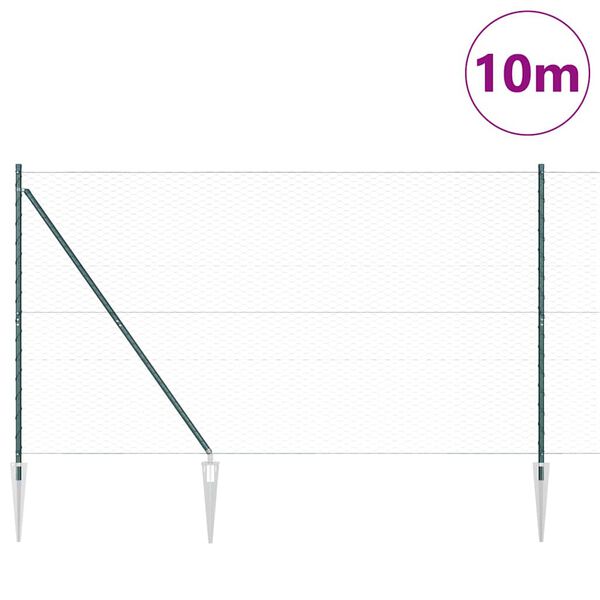 vidaXL Poste de Cerca Verde 10 x 1,6 m (malha de 36 mm) A&ccedil;o e PVC