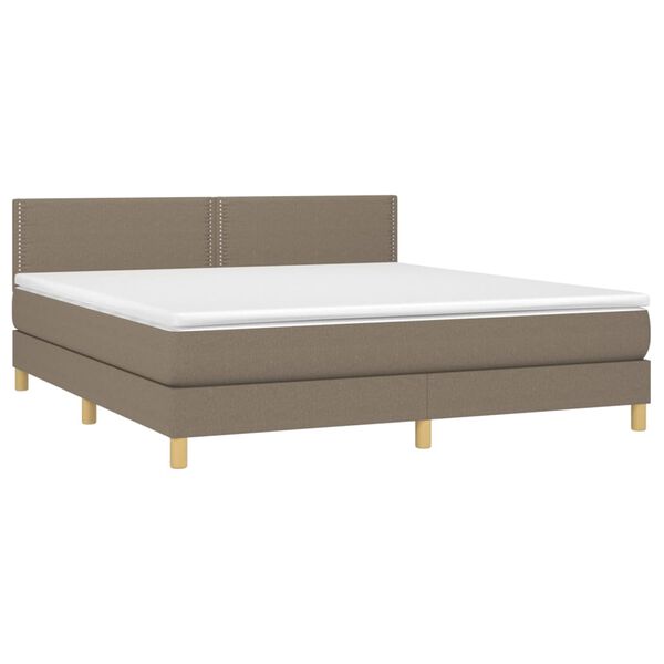 vidaXL Cama box spring colchão/LED 160x200 cm tecido cinza-acastanhado