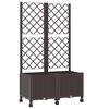 vidaXL Vaso de Jardim com Treli&ccedil;a e Rodas Castanho 80 x 40 x 146 cm PP