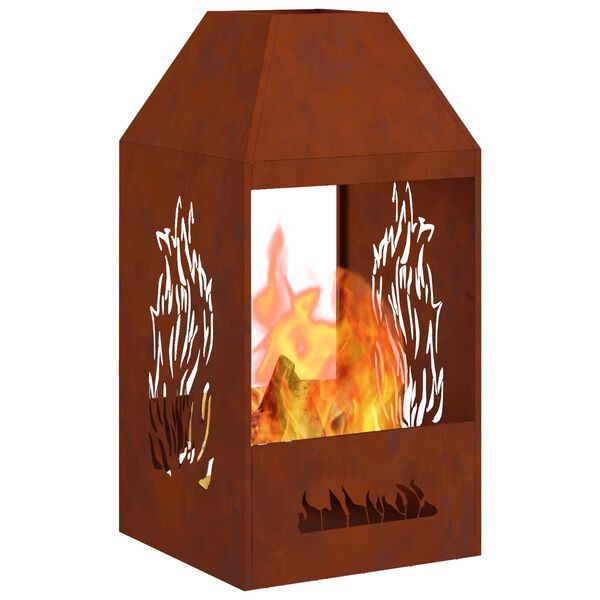 vidaXL Fire Pit Castanho 50 x 50 x 100 cm A&ccedil;o Corten