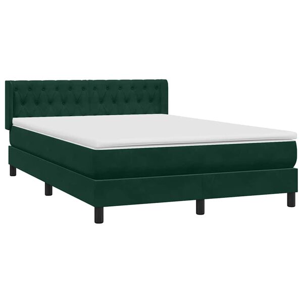 vidaXL Cama com molas/colch&atilde;o 160x220 cm veludo verde-escuro