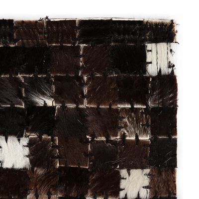 vidaXL Tapete de couro retalhos 80x150 cm quadrados preto/branco