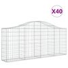 vidaXL Cestos gabi&atilde;o arqueados 40pcs 200x30x80/100cm ferro galvanizado