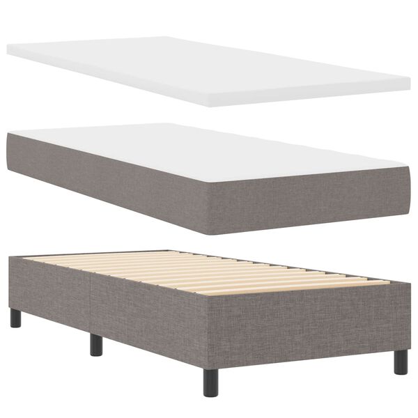 vidaXL Cama Box com colch&atilde;o Cinzento-acastanhado 100 x 200 cm tecido