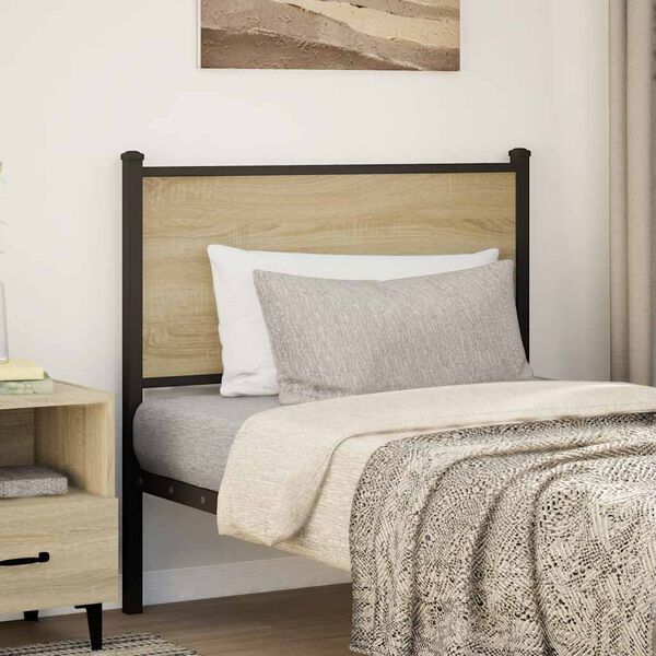 vidaXL Cabeceira de cama 90cm derivados de madeira/a&ccedil;o carvalho sonoma