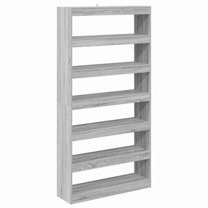 vidaXL Gabinete de Livros 6 n&iacute;veis 100 x 30 x 198 cm Cinza Sonoma