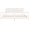 vidaXL Estrutura de cama com cabeceira 200x200cm madeira maci&ccedil;a branco