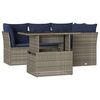 vidaXL Conjunto de sof&aacute; de jardim de 5 pe&ccedil;as com almofadas em rattan sint&eacute;tico cinza