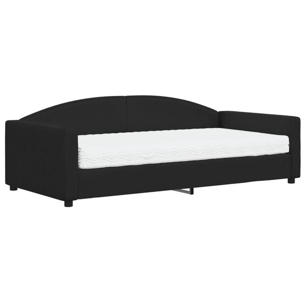 vidaXL Sof&aacute;-cama com colch&atilde;o 100x200 cm tecido preto