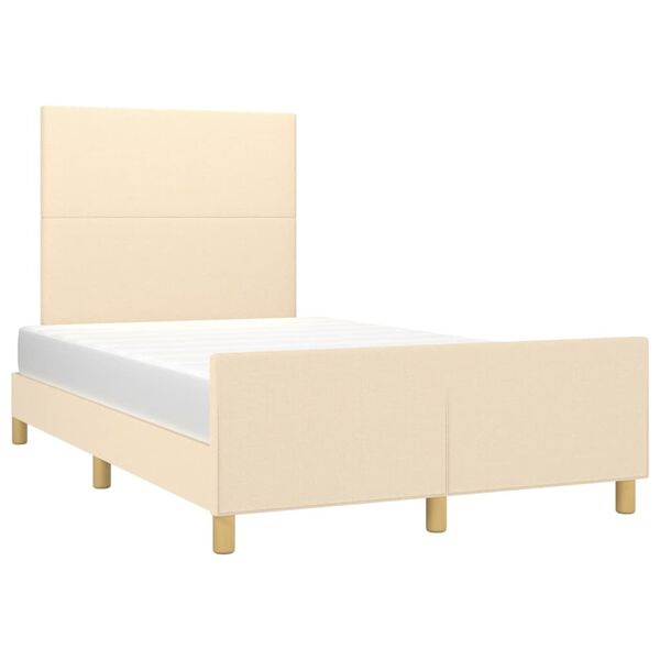vidaXL Estrutura de cama sem colch&atilde;o 120x200 cm tecido cor creme