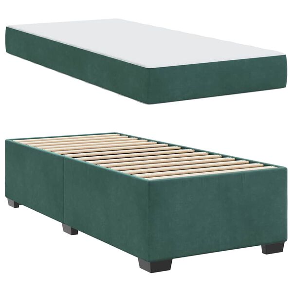 vidaXL Estrutura da Cama com colch&atilde;o Verde Escuro 90 x 200 cm tecido