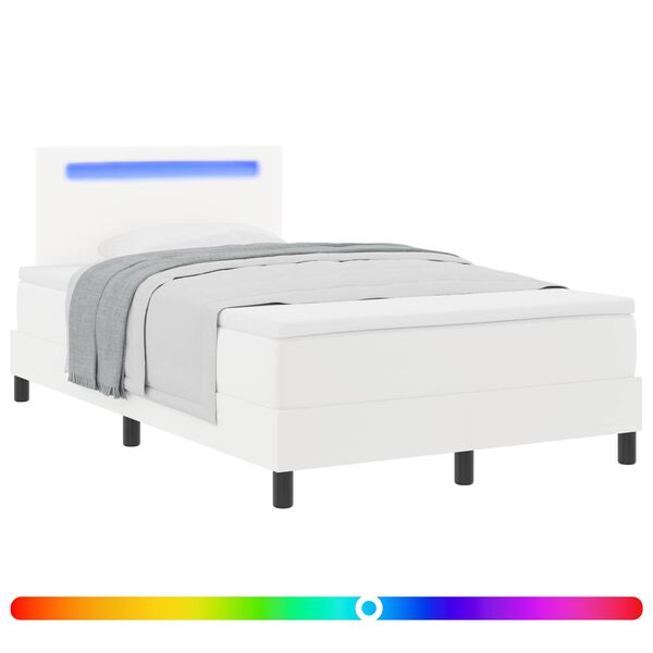 vidaXL Cama Box com colch&atilde;o Branco 120 x 200 cm Couro sint&eacute;tico