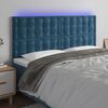 vidaXL Cabeceira cama c/ luzes LED veludo 160x5x118/128cm azul-escuro