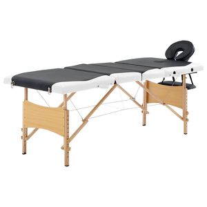 vidaXL Mesa de massagens dobr&aacute;vel 4 zonas madeira branco