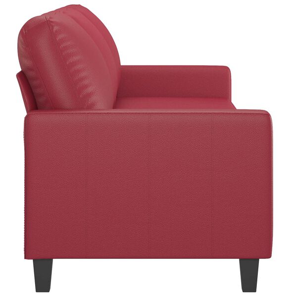 vidaXL Sofá de 3 lugares 180 cm couro artificial vermelho tinto