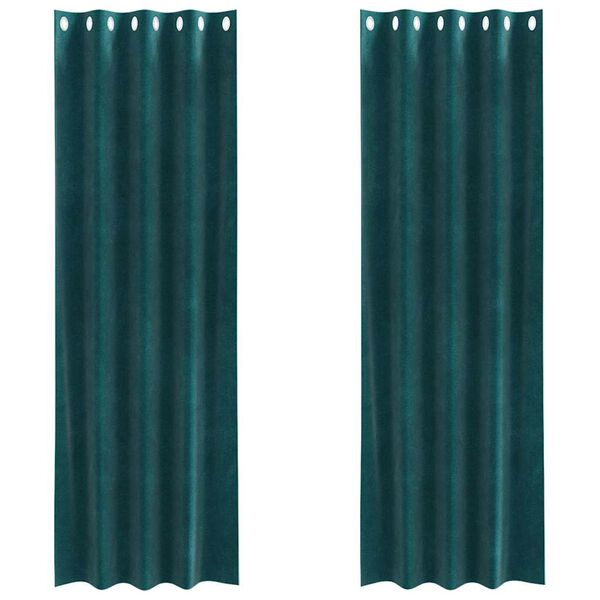 vidaXL Cortinas opacas 2 pcs Verde Escuro 140 x 260 cm Veludo