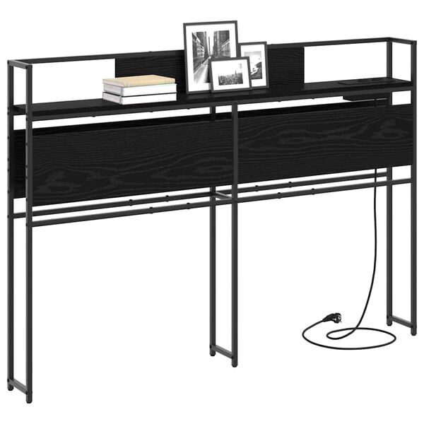 vidaXL Cabeceira de armazenamento com prateleira Carvalho preto 120 cm