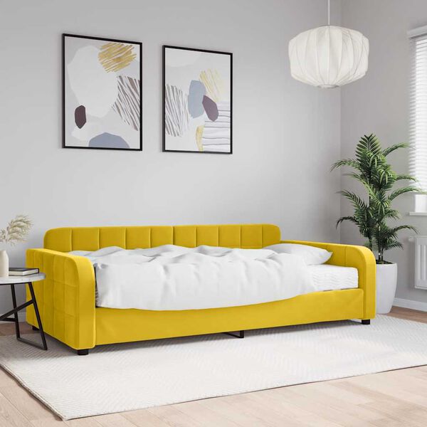 vidaXL Sof&aacute;-cama com colch&atilde;o 100x200 cm veludo amarelo