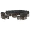 vidaXL Conjunto de Sof&aacute; de Jardim 13 unid. 12 lugar Cinzento vime PE