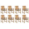 vidaXL Cadeiras de jardim com almofad&otilde;es 8 pcs ac&aacute;cia maci&ccedil;a