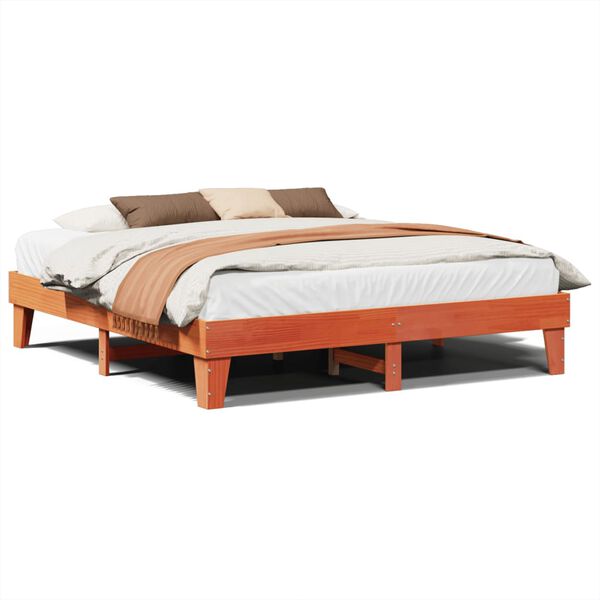 vidaXL Cama sem colch&atilde;o 180x200 cm pinho maci&ccedil;o castanho-mel