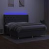 vidaXL Cama box spring c/ colch&atilde;o e LED 180x200 cm tecido cinza-escuro