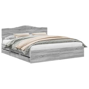 vidaXL Estrutura da Cama com gaveta Cinza Sonoma 200 x 200 cm