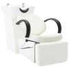 vidaXL Cadeira sal&atilde;o/cabeleireiro c/ lavat&oacute;rio couro artificial branco