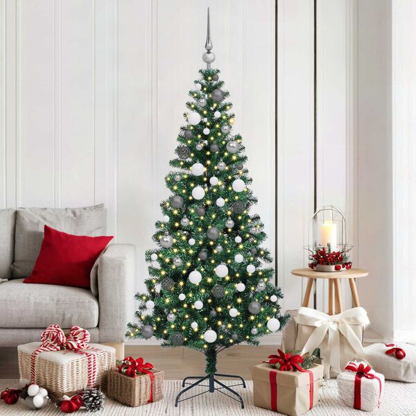 vidaXL &Aacute;rvore de Natal Artificial Pr&eacute;-iluminada Verde 180 cm