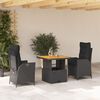 vidaXL 5 pcs conjunto de jantar p/ jardim c/ almofadões vime PE preto