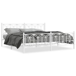 vidaXL Estrutura de cama com cabeceira e pés 193x203 cm metal branco