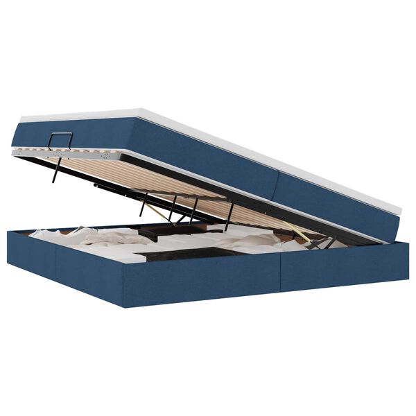 vidaXL Cama com arruma&ccedil;&atilde;o e colch&atilde;o Azul 200 x 200 cm Poli&eacute;ster