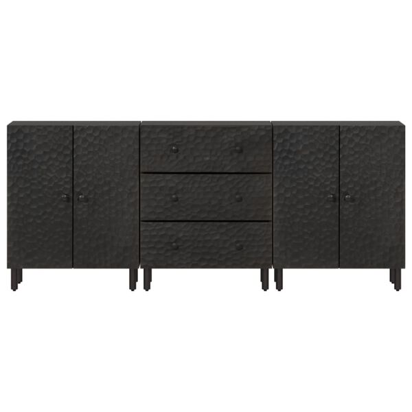 vidaXL M&oacute;veis de apoio 3 pcs 60x33x75cm madeira mangueira maci&ccedil;a preto