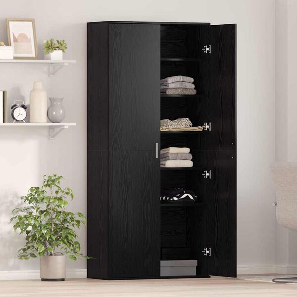 vidaXL Highboard Carvalho preto 80 x 35 x 180 cm Madeira processada