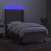 vidaXL Cama box spring + colch&atilde;o/LED 90x190cm tecido cinza-acastanhado