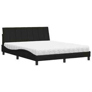 vidaXL Cama com colch&atilde;o Hanko 160x200 cm tecido preto