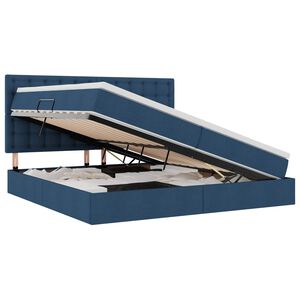 vidaXL Cama com arruma&ccedil;&atilde;o e colch&atilde;o Azul 200 x 200 cm Poli&eacute;ster