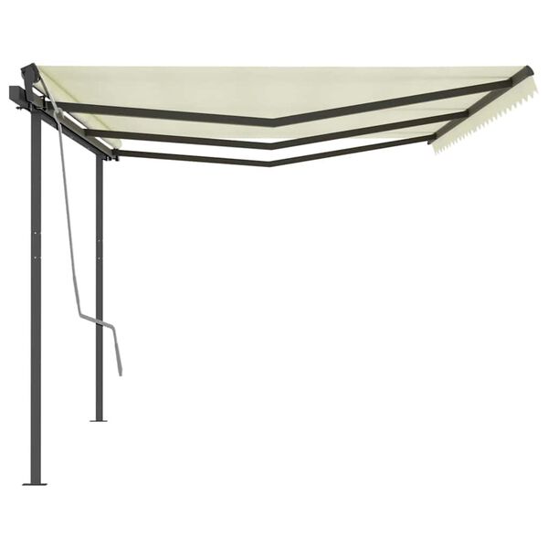 vidaXL Toldo retr&aacute;til manual com postes 6x3 m cor creme