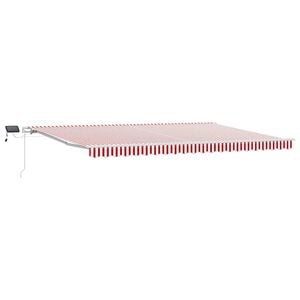 vidaXL Toldo retr&aacute;til Vermelho e Branco 500 &times; 350 cm Tecido e Alum&iacute;nio