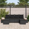 vidaXL Conjunto de Sof&aacute; de Jardim 6 pcs Preto Rattan de Polipropileno