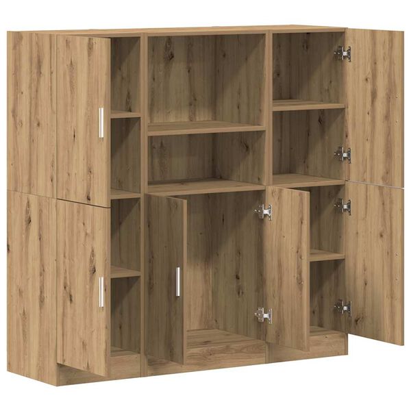 vidaXL 3pcs arm&aacute;rio de cozinha conj. deriv. madeira carvalho artisiano