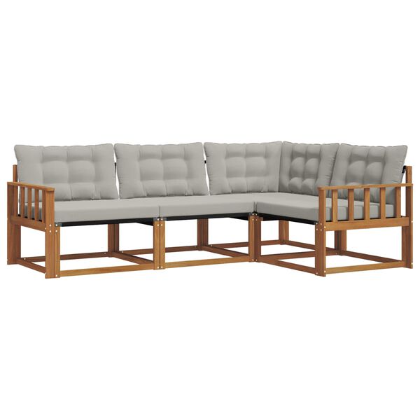 vidaXL Conjunto de Sof&aacute;s para Exterior 4 pcs Cinza Natural e Claro