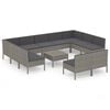 vidaXL 12 pcs conjunto lounge de jardim c/ almofad&otilde;es vime PE cinzento