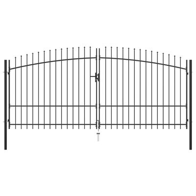 vidaXL Portão de cerca com porta dupla e topo em lanças 400x225 cm
