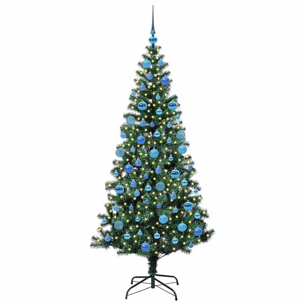 vidaXL &Aacute;rvore de Natal Artificial Pr&eacute;-iluminada Verde 180 cm PVC