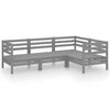 vidaXL 4 pcs conjunto lounge de jardim pinho maci&ccedil;o cinzento