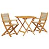 vidaXL 3 pcs conjunto de bistr&ocirc; polipropileno/madeira maci&ccedil;a bege