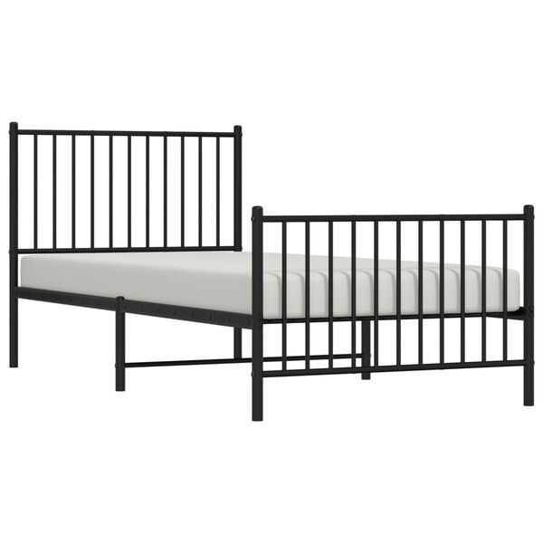 vidaXL Estrutura de cama com cabeceira e p&eacute;s 90x200 cm metal preto