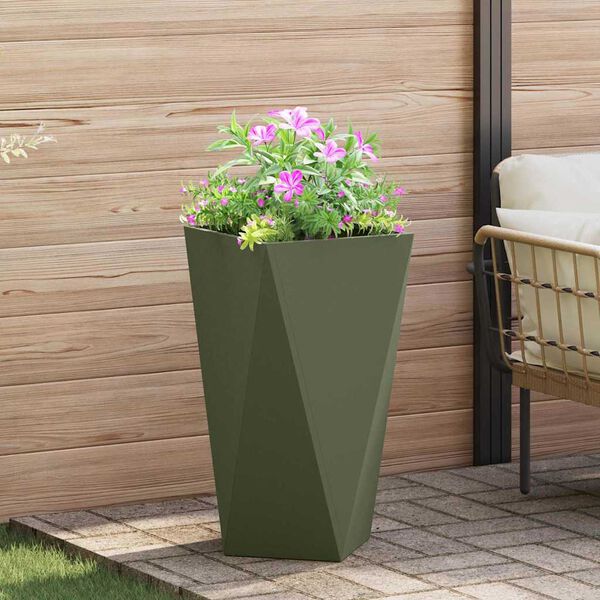 vidaXL Floreira 2 pcs Verde Oliva 40 x 40 x 75 cm A&ccedil;o