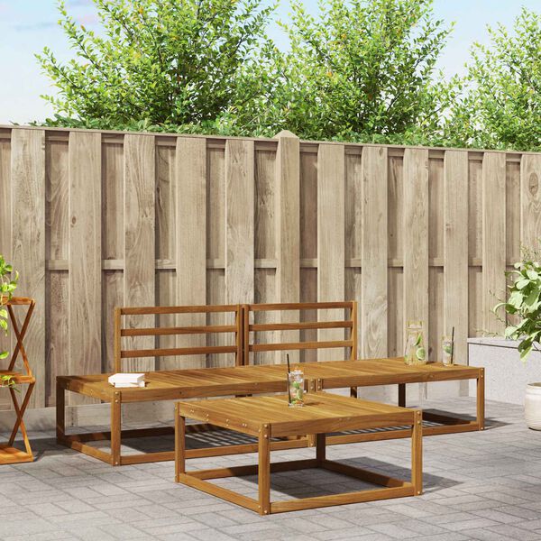 vidaXL Conjunto de Sof&aacute;s para Exterior 3 Pe&ccedil;a Natural